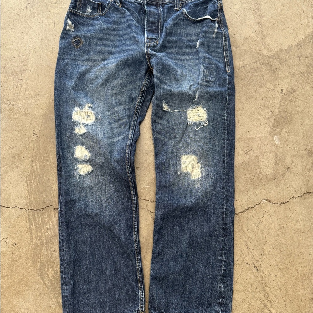 Men's Distressed Patchwork Aeropostale Blue Denim Jeans